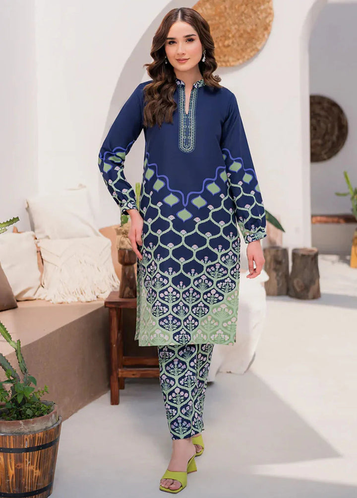 Hana Pret Printed Lawn Silk 2 Piece Suit Blue Flora