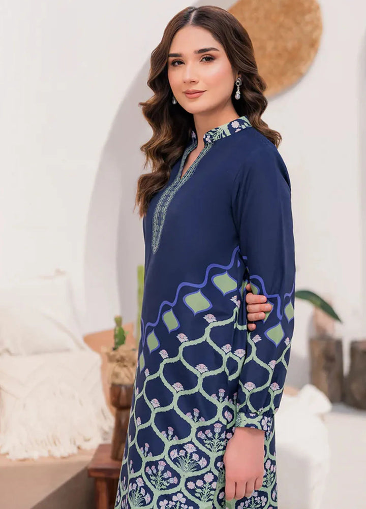 Hana Pret Printed Lawn Silk 2 Piece Suit Blue Flora