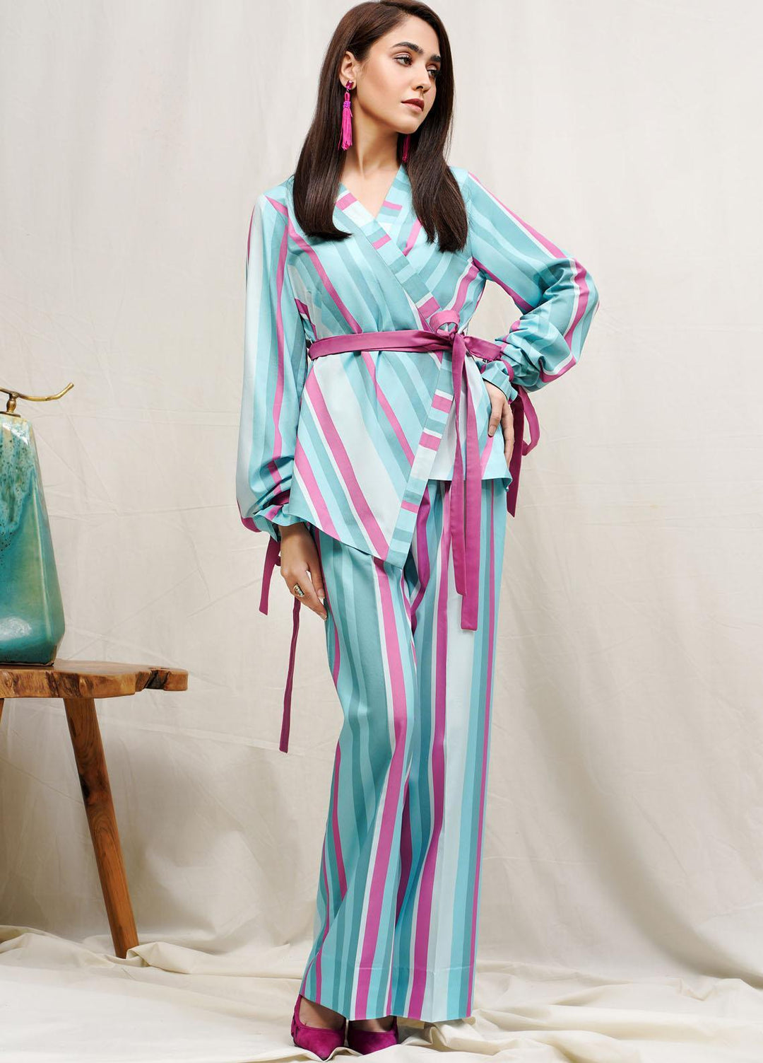 Hana Luxury Pret Embroidered Grip Shirt Stripe Hipe ROCOB008