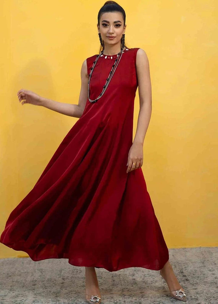 Hana Luxury Pret Embroidered Organza Frock Red Ahead-RAS-007