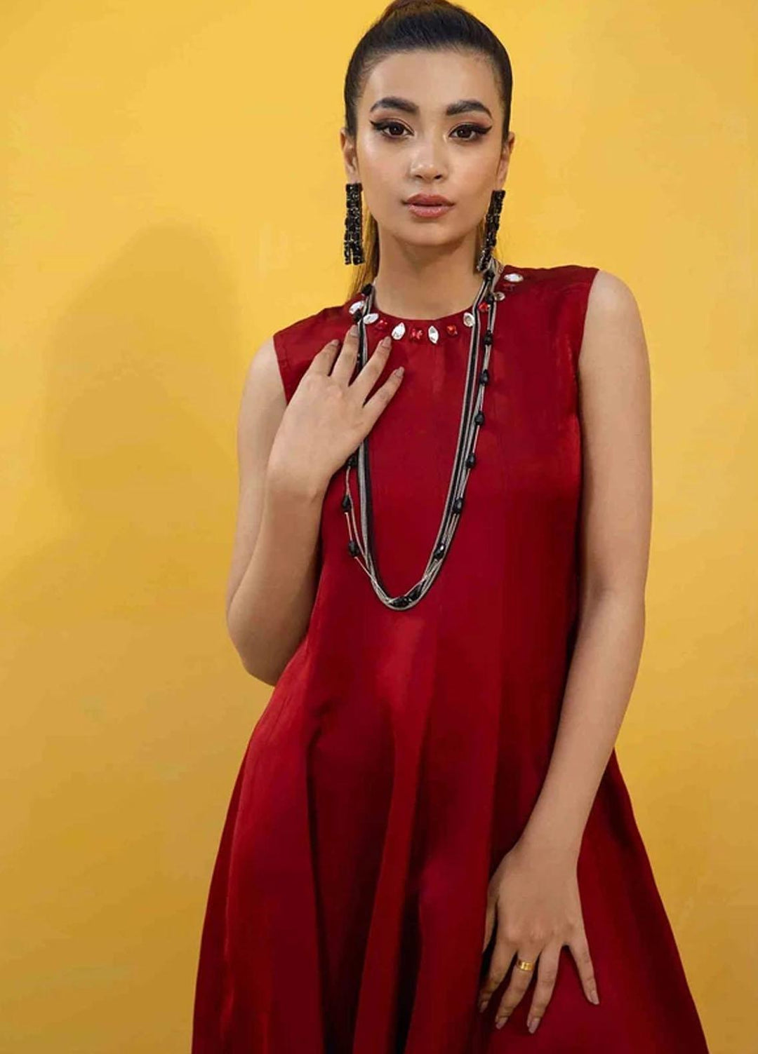 Hana Luxury Pret Embroidered Organza Frock Red Ahead-RAS-007