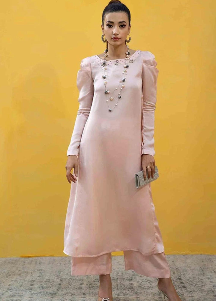 Hana Luxury Pret Embroidered Organza 2 Piece Dress Rose Water-RAS-005