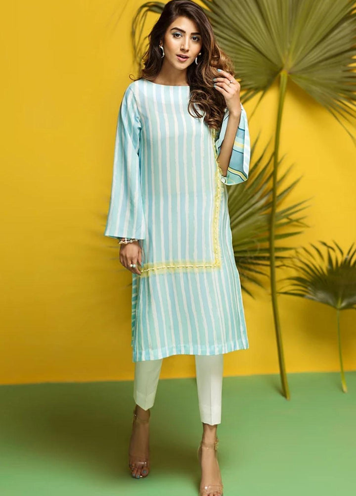 Hana Luxury Pret Embroidered Grip Shirt Sea Wave