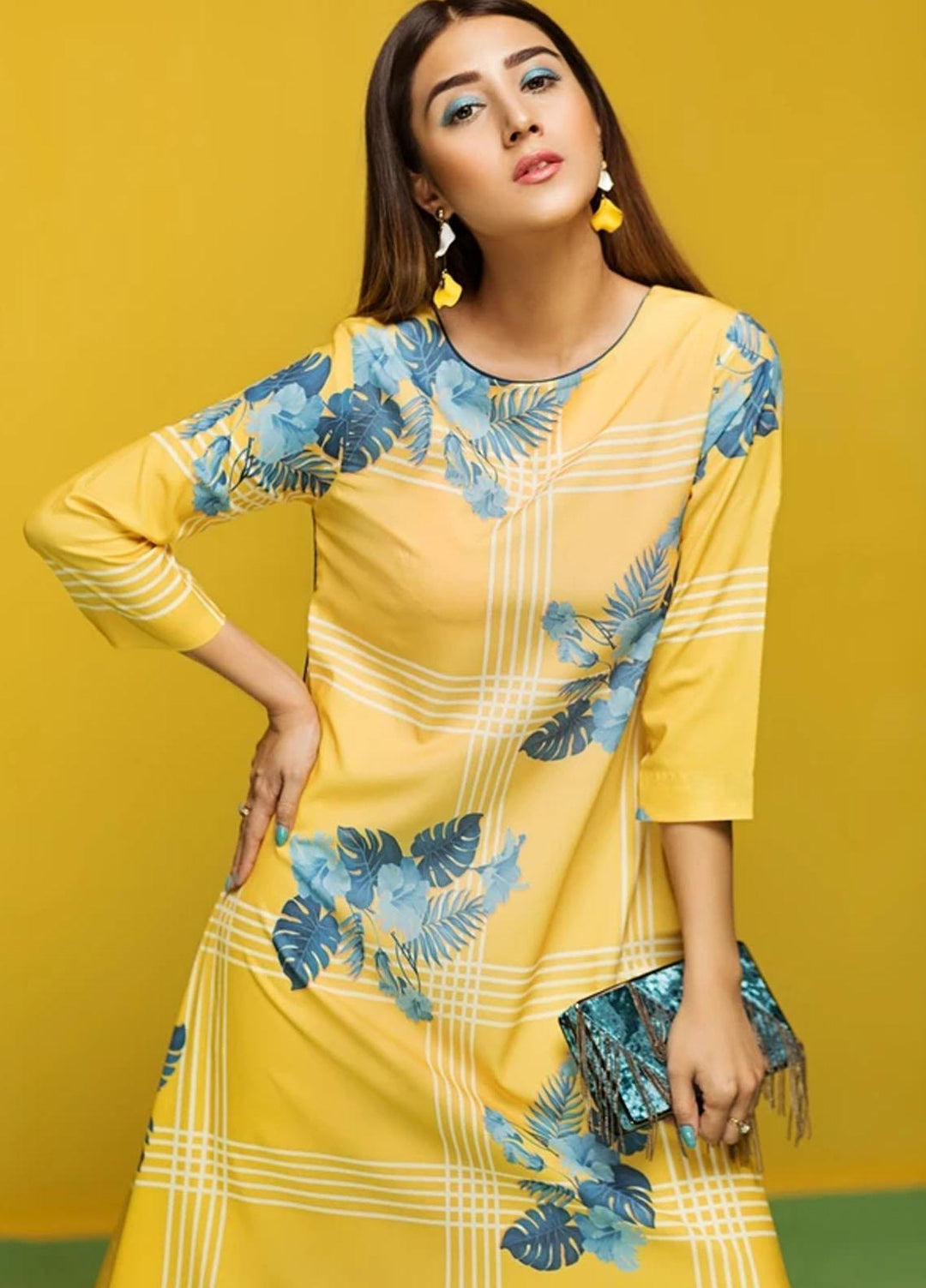 Hana Luxury Pret Embroidered Grip Shirt Sun Shine