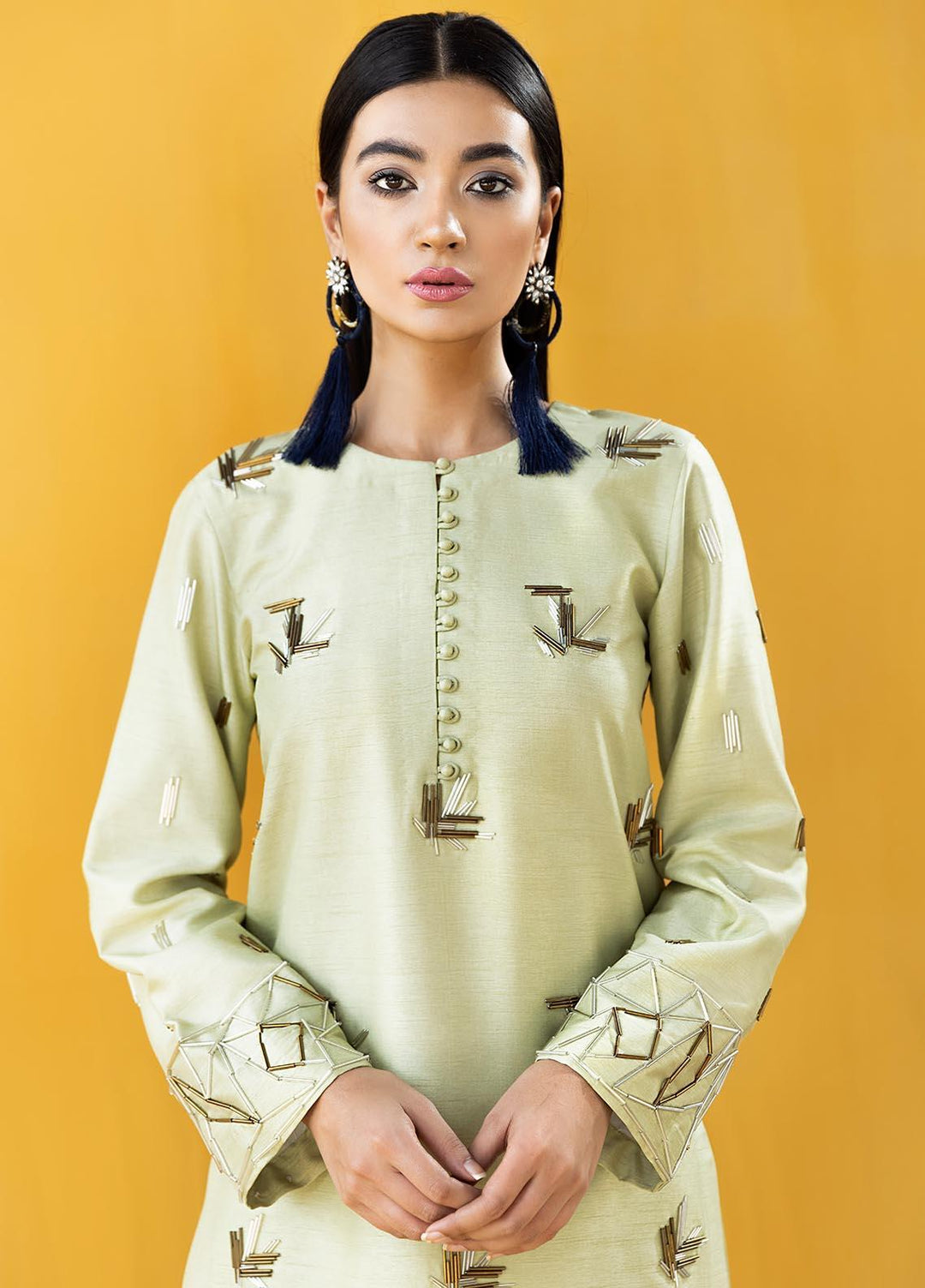 Hana Embroidered Raw Silk Stitched 2 Piece Suit Passion