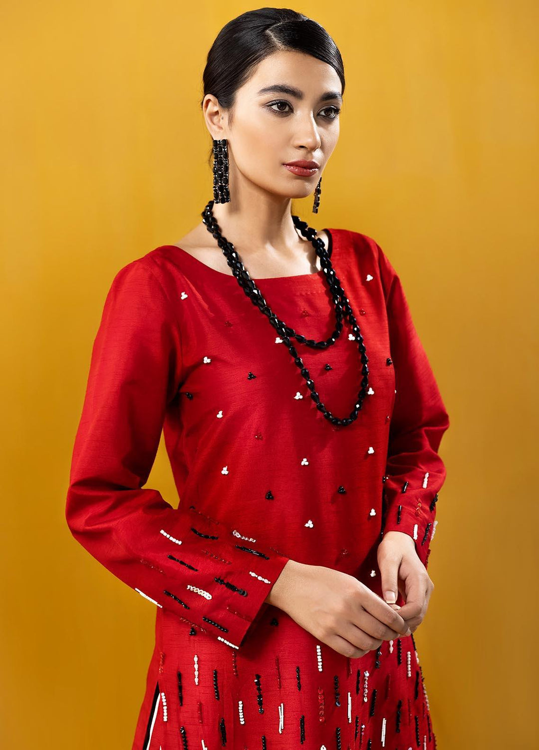 Hana Embroidered Raw Silk Stitched 2 Piece Suit Go Rich