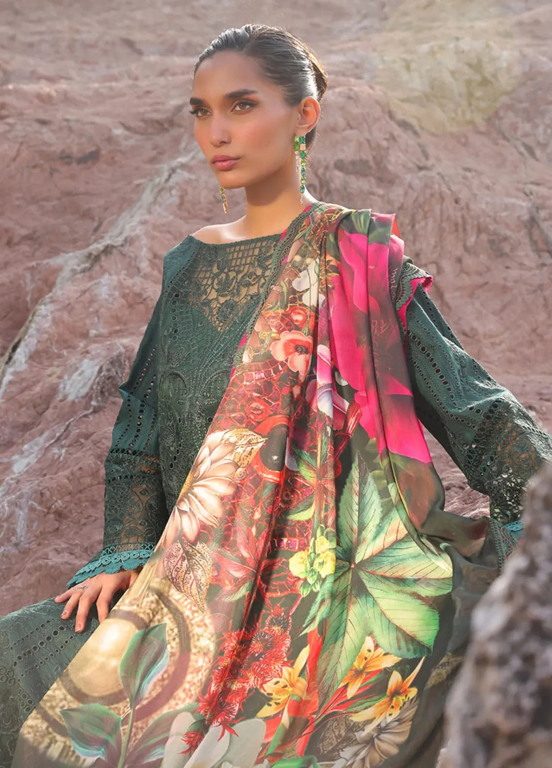 Hania by Imrozia Premium Embroidered Lawn Suits Unstitched 3 Piece IM25HL Sl-77 A Rameen - Summer Collection