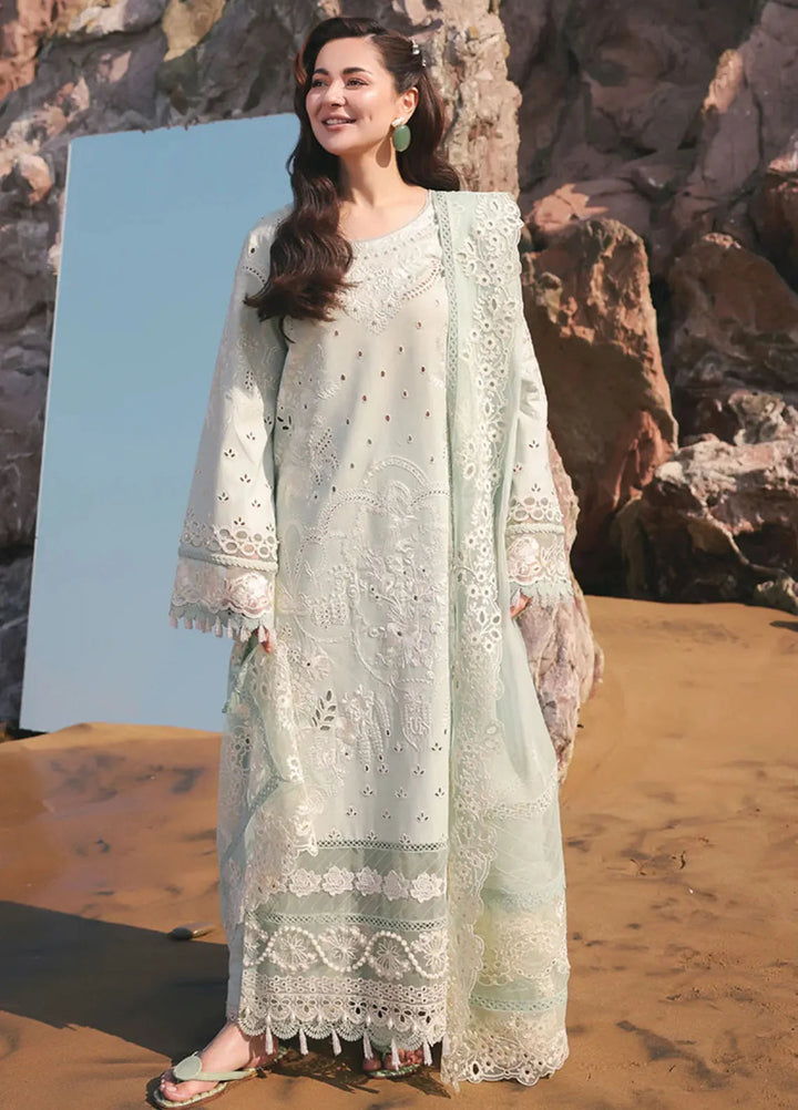 Hania by Imrozia Premium Embroidered Lawn Suits Unstitched 3 Piece IM25HL SL-80 Zimal - Summer Collection
