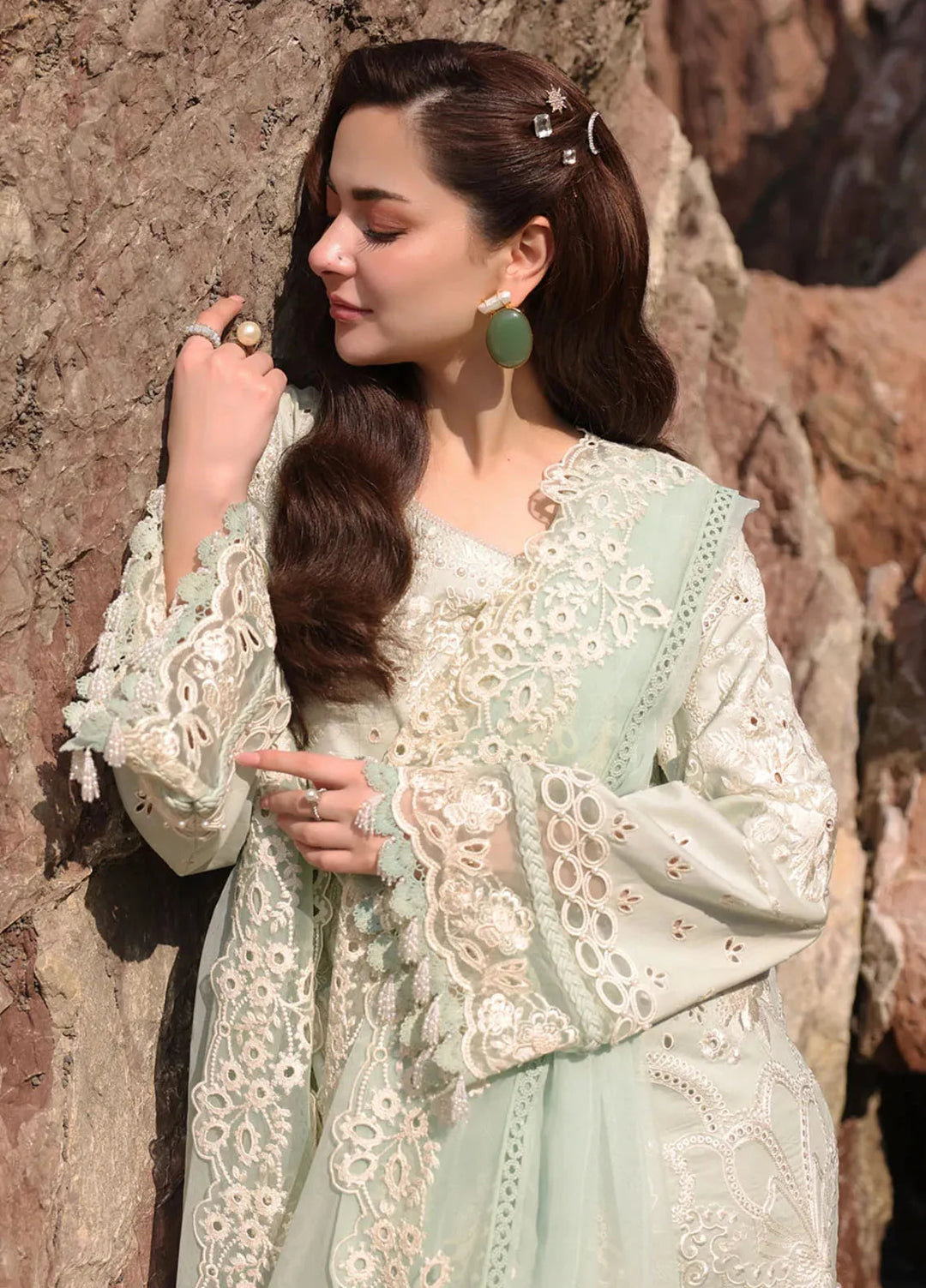 Hania by Imrozia Premium Embroidered Lawn Suits Unstitched 3 Piece IM25HL SL-80 Zimal - Summer Collection