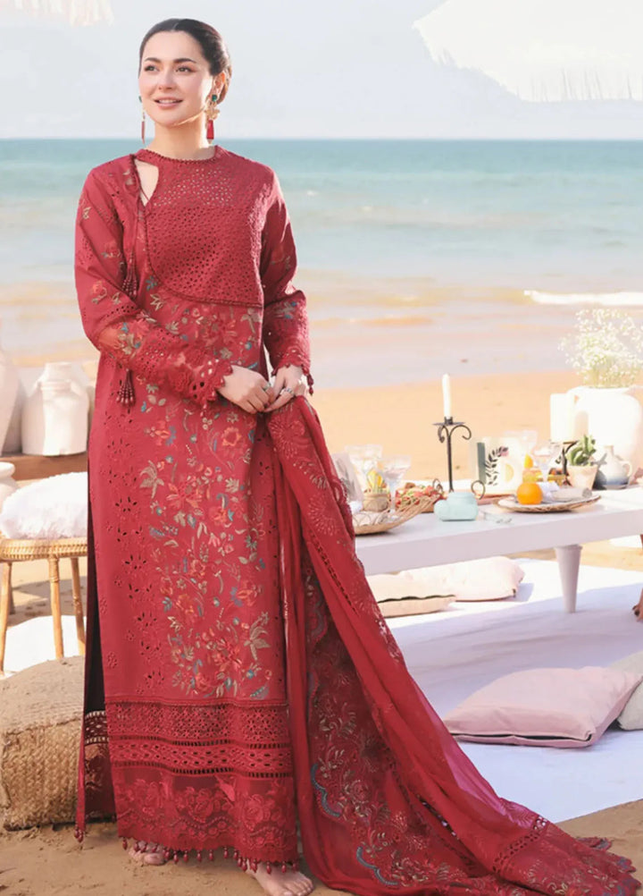 Hania by Imrozia Premium Embroidered Lawn Suits Unstitched 3 Piece IM25HL SL-82 Iswah - Summer Collection
