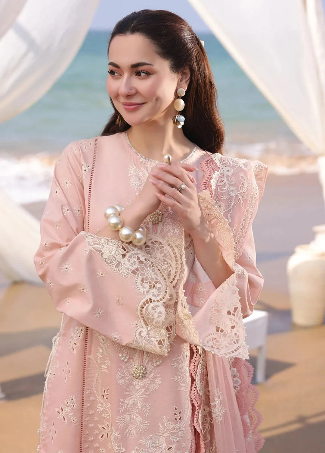 Hania by Imrozia Premium Embroidered Lawn Suits Unstitched 3 Piece IM25HL SL-84 Amaya - Summer Collection