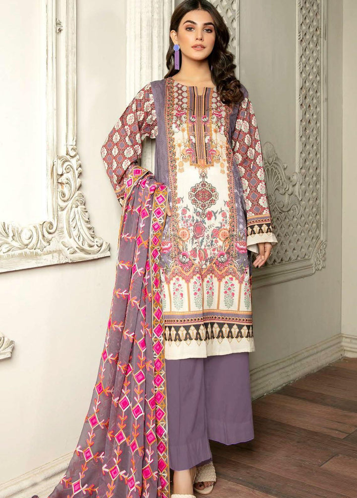 Hania by Zebaish Embroidered Lawn Suits Unstitched 3 Piece ZSH21HN D-01 - Summer Collection