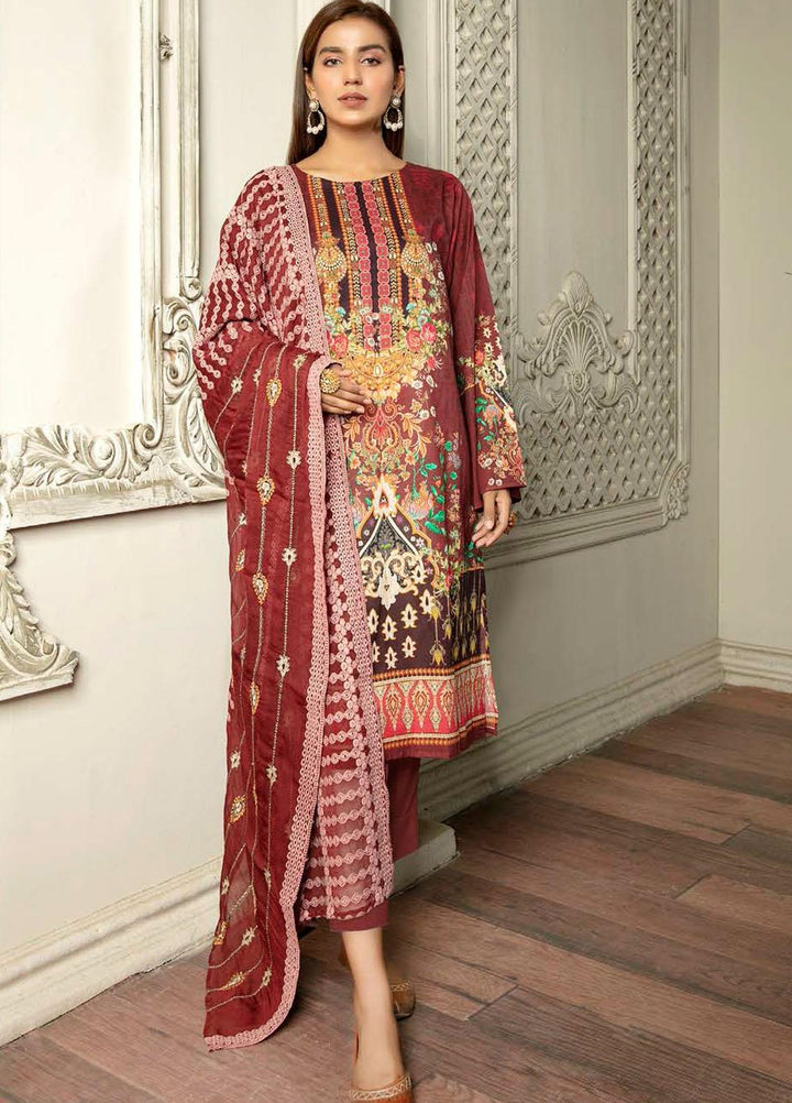 Hania by Zebaish Embroidered Lawn Suits Unstitched 3 Piece ZSH21HN D-02 - Summer Collection