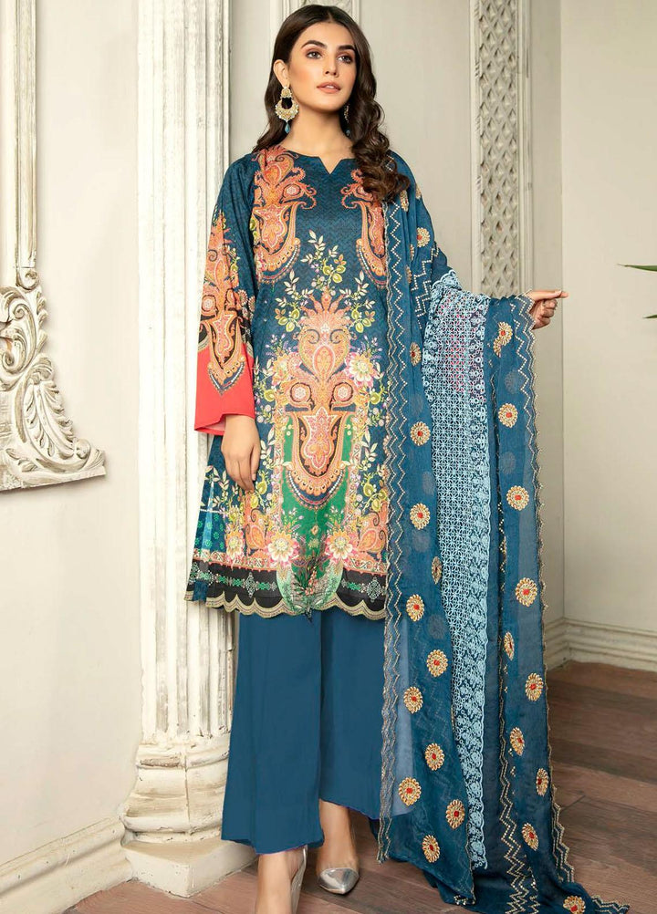 Hania by Zebaish Embroidered Lawn Suits Unstitched 3 Piece ZSH21HN D-05 - Summer Collection
