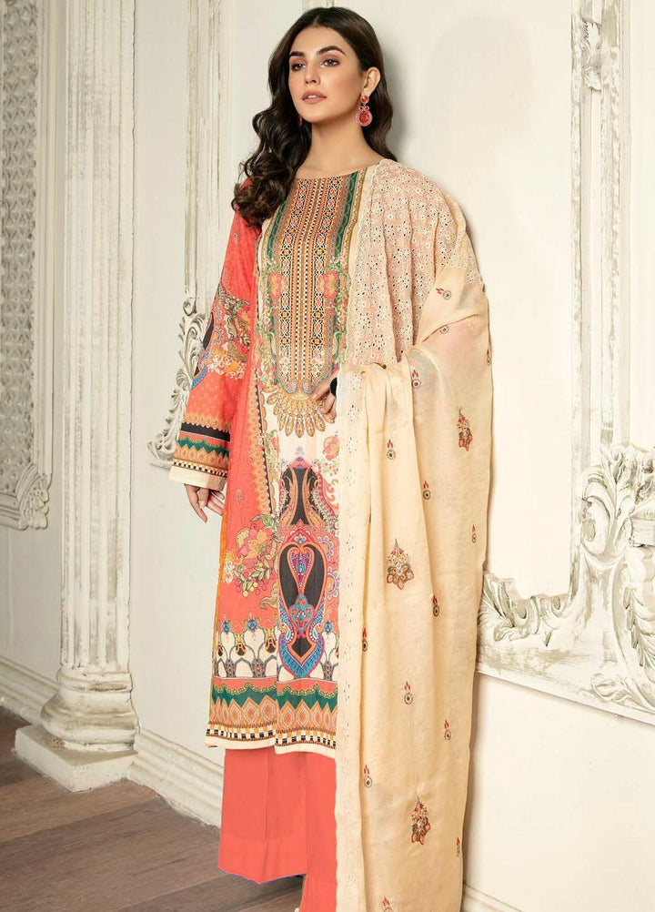 Hania by Zebaish Embroidered Lawn Suits Unstitched 3 Piece ZSH21HN D-07 - Summer Collection