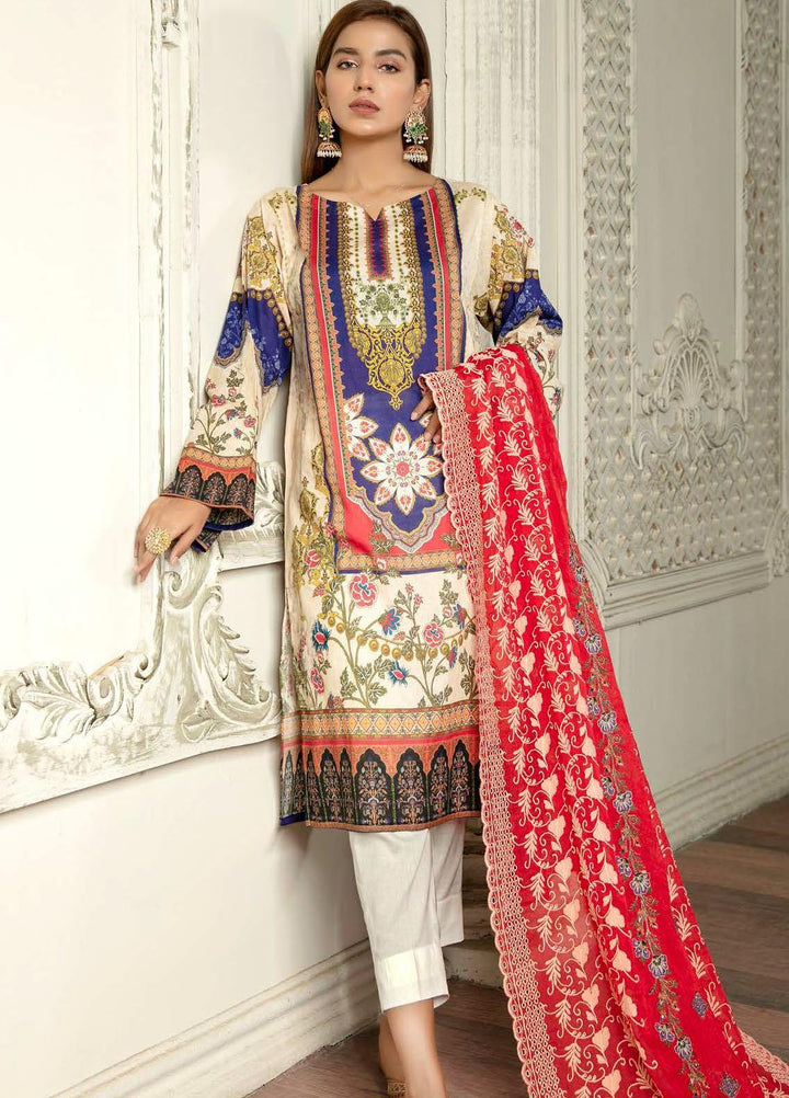 Hania by Zebaish Embroidered Lawn Suits Unstitched 3 Piece ZSH21HN D-09 - Summer Collection