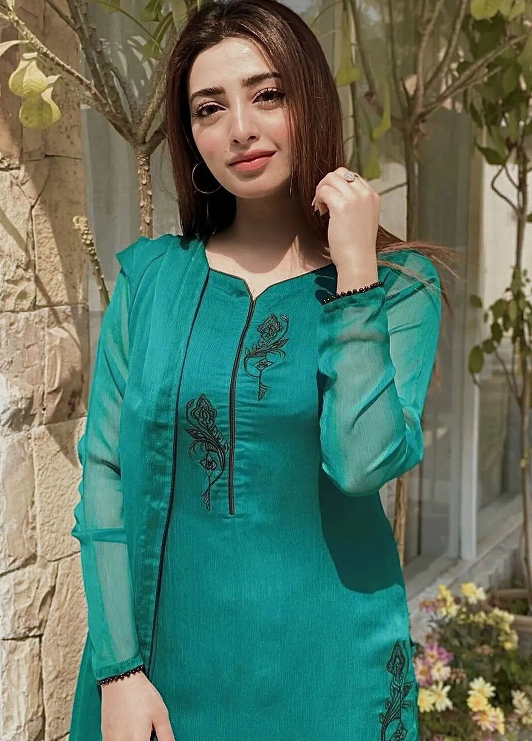 Hanim Pret Embroidered Chiffon 3 Piece Suit Mahi