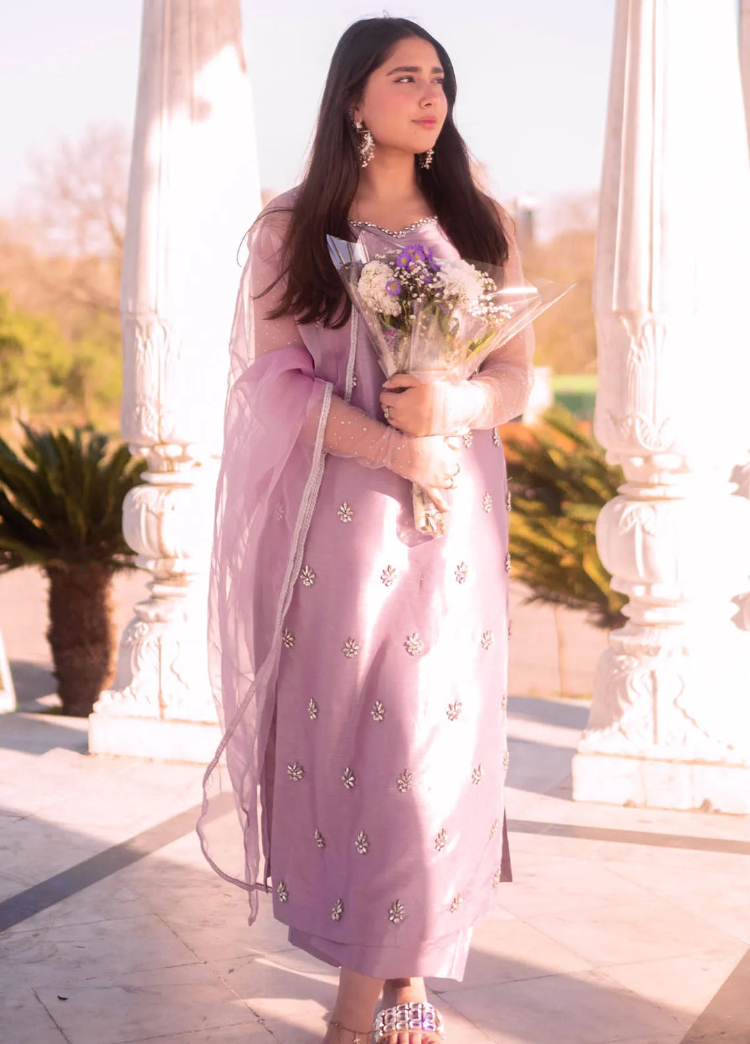 Hanim Pret Embroidered Raw Silk 3 Piece Suit Arzu