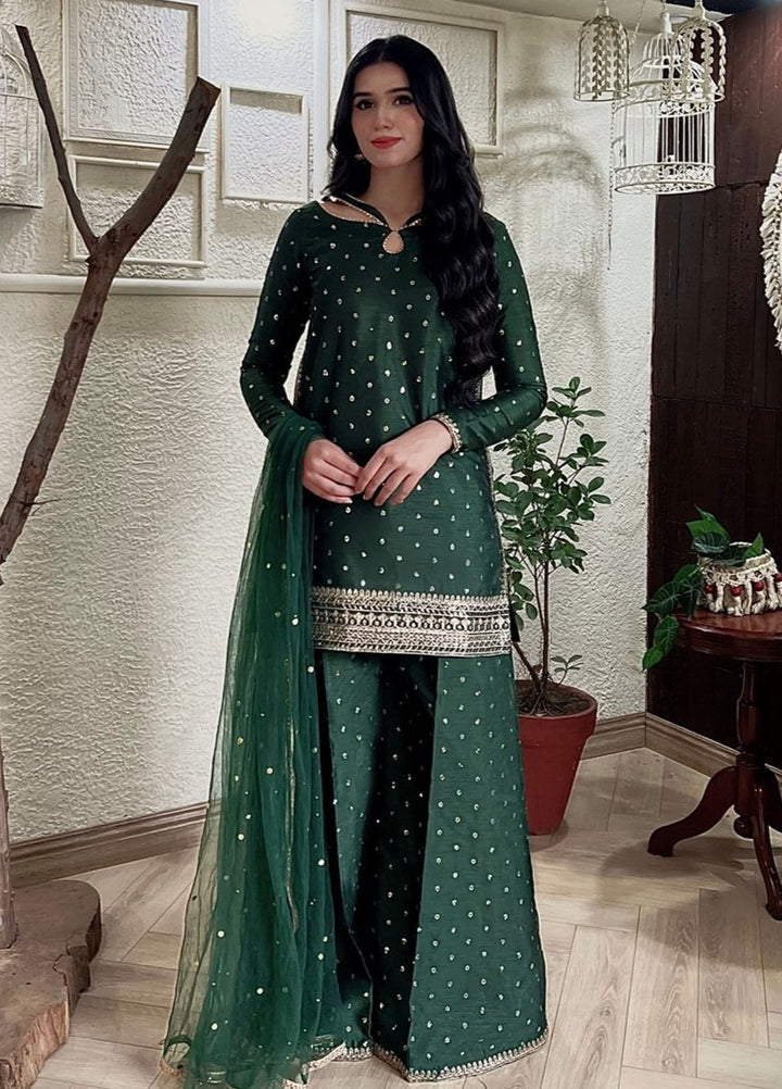 Hanim Pret Embroidered Raw Silk 3 Piece Suit Zebaish