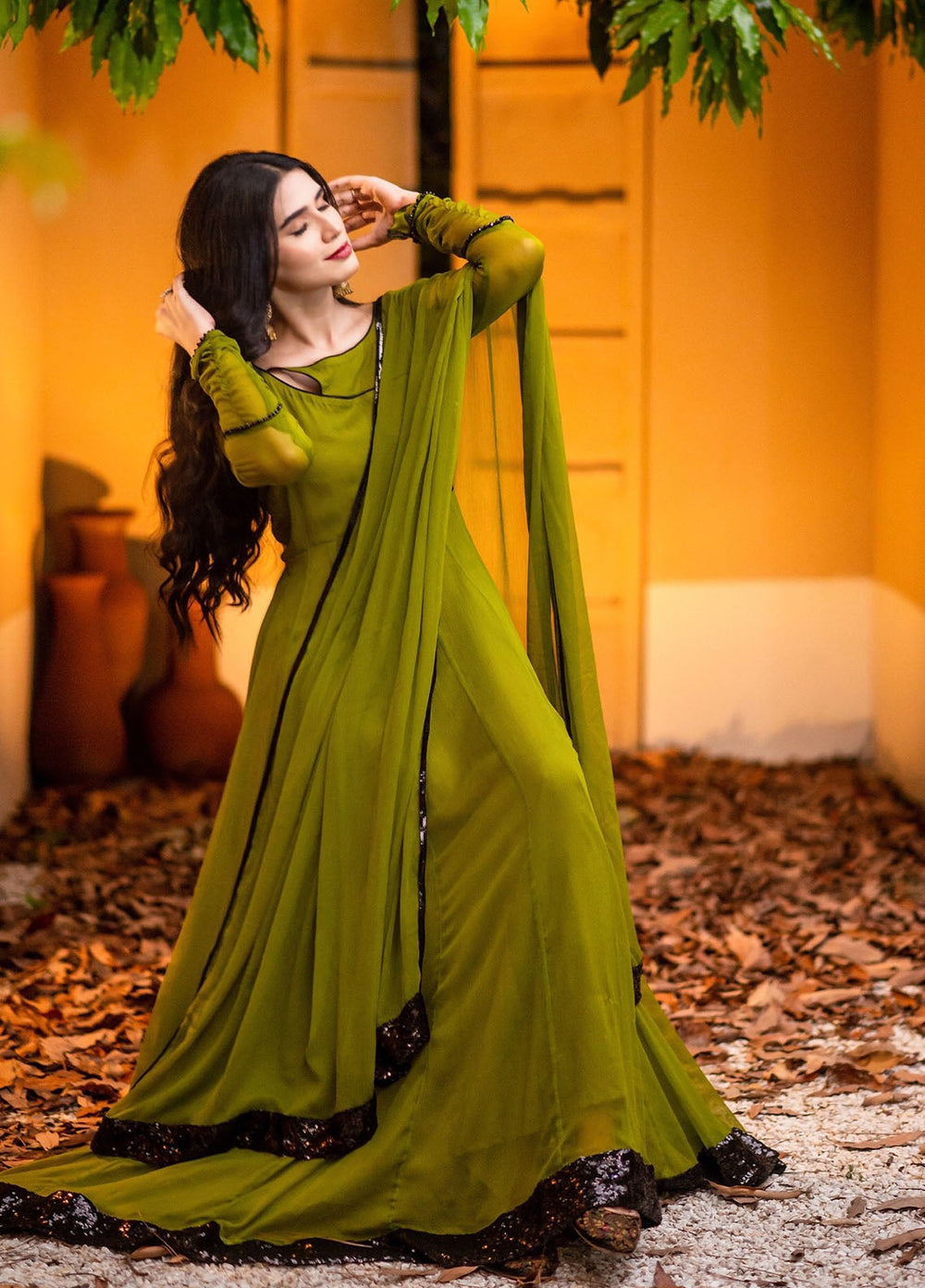 Hanim Pret Plain Chiffon 2 Piece Suit Mehwar