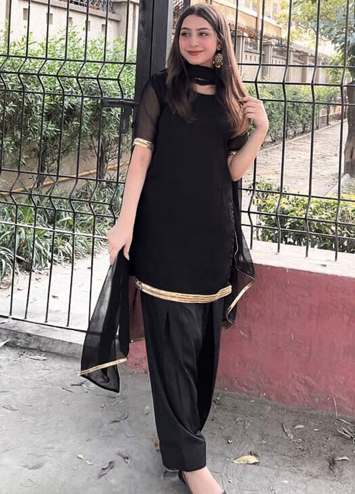 Hanim Pret Plain Chiffon 3 Piece Suit Wujdan