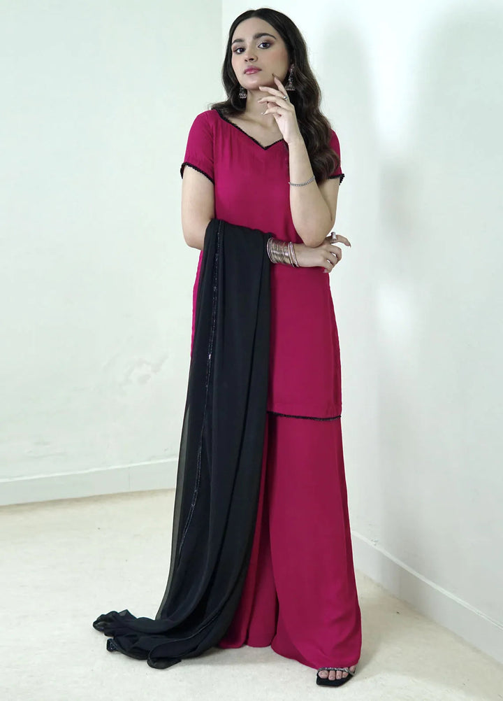 Hanim Pret Plain Crepe Malae 3 Piece Suit Zyva