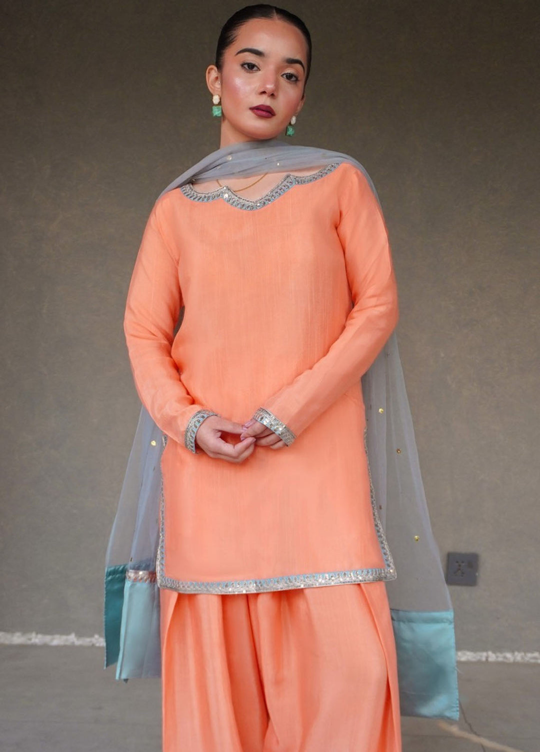 Hanim Pret Plain Silk 3 Piece Suit Raahi