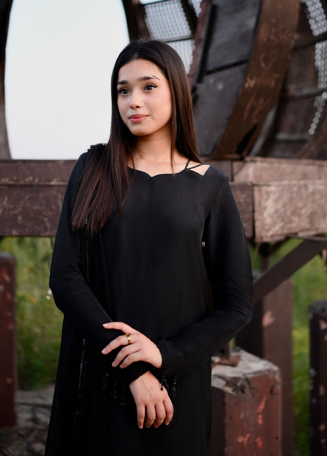 Hanim Pret Plain Silk 3 Piece Suit Shab