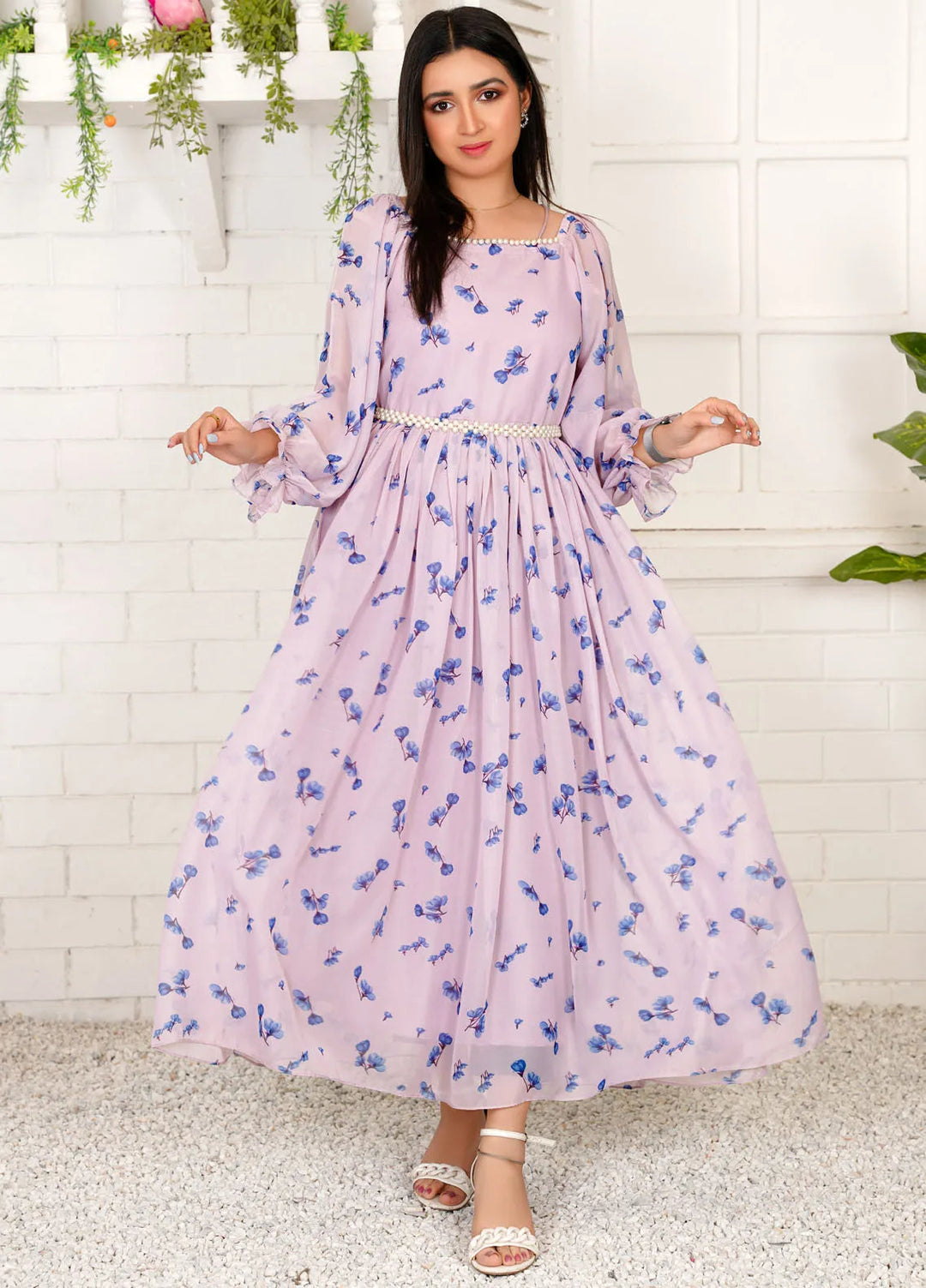 Hanim Pret Printed Chiffon 2 Piece Suit Pearl Essence