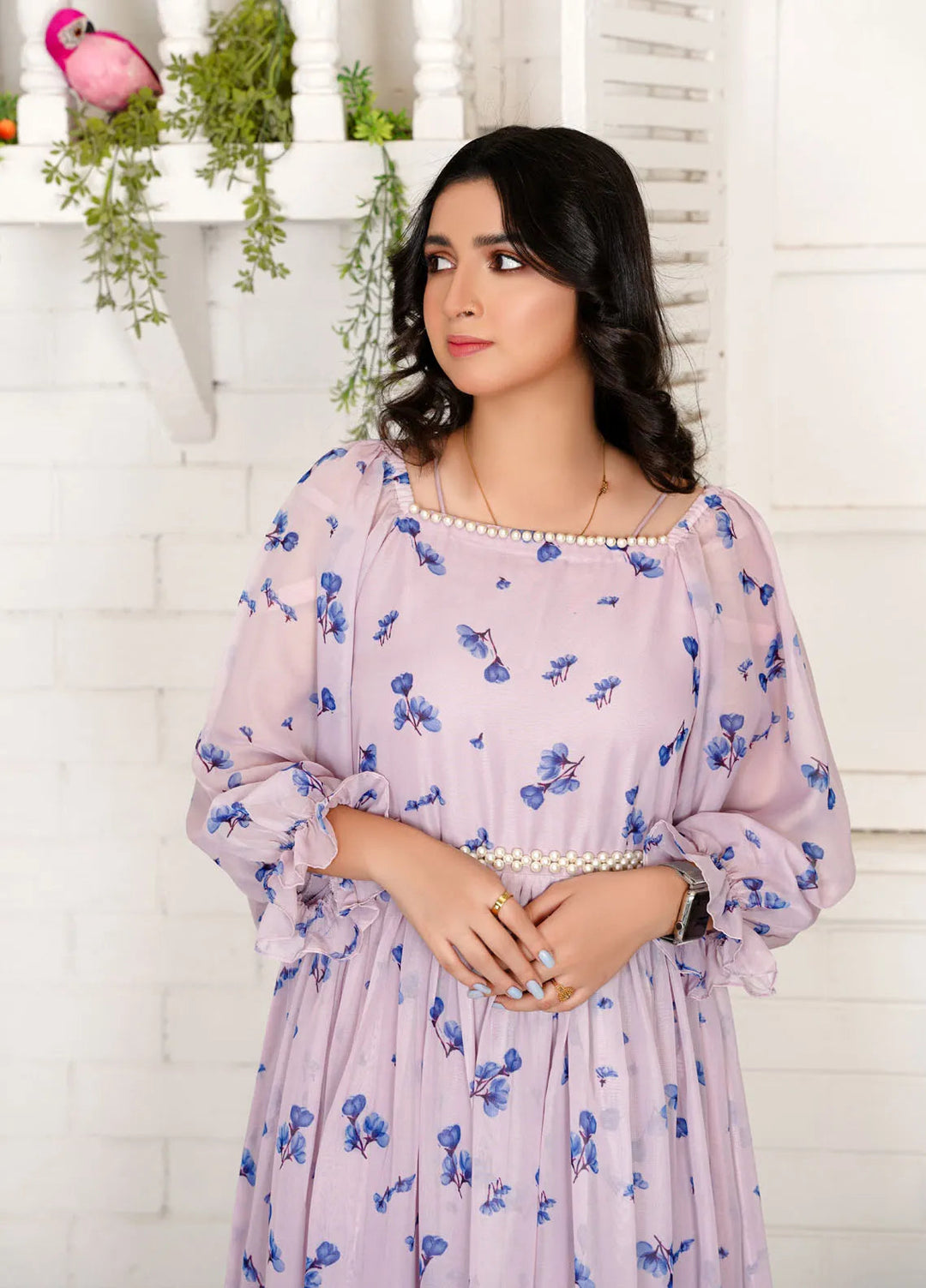 Hanim Pret Printed Chiffon 2 Piece Suit Pearl Essence