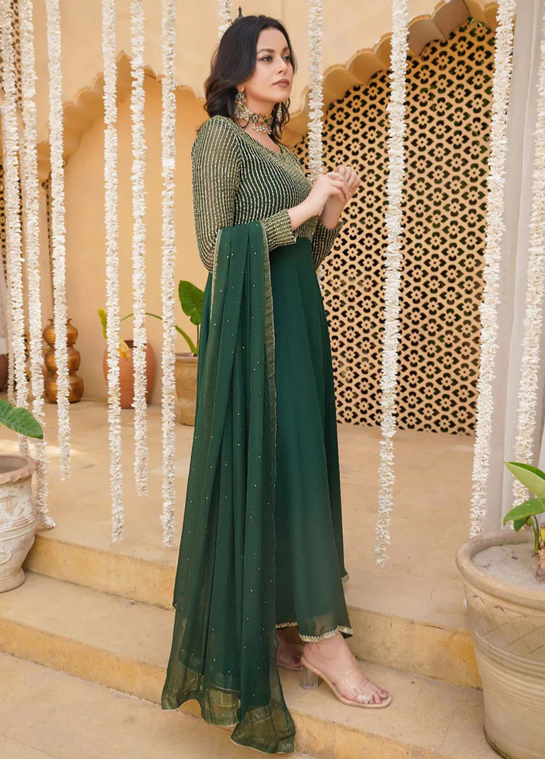 Haniya Mahnoor Pret Embroidered Chiffon 2 Piece Green Orchard