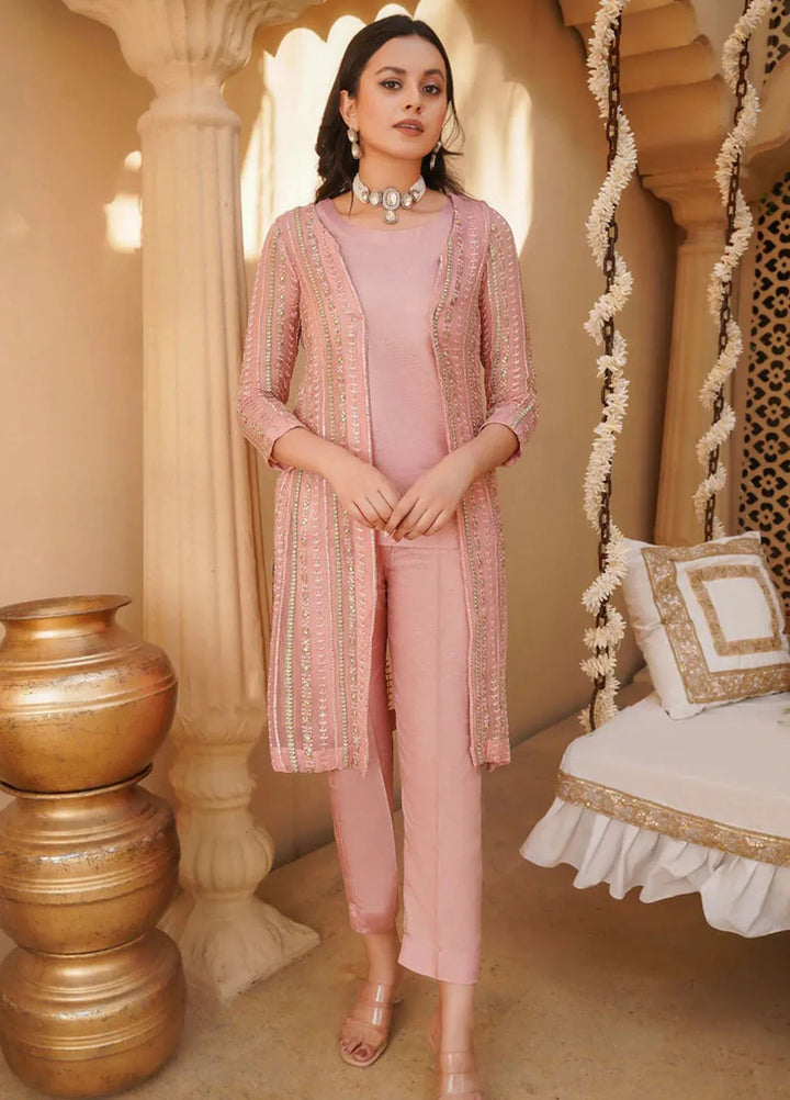 Haniya Mahnoor Pret Embroidered Chiffon 3 Piece Pink Regalia