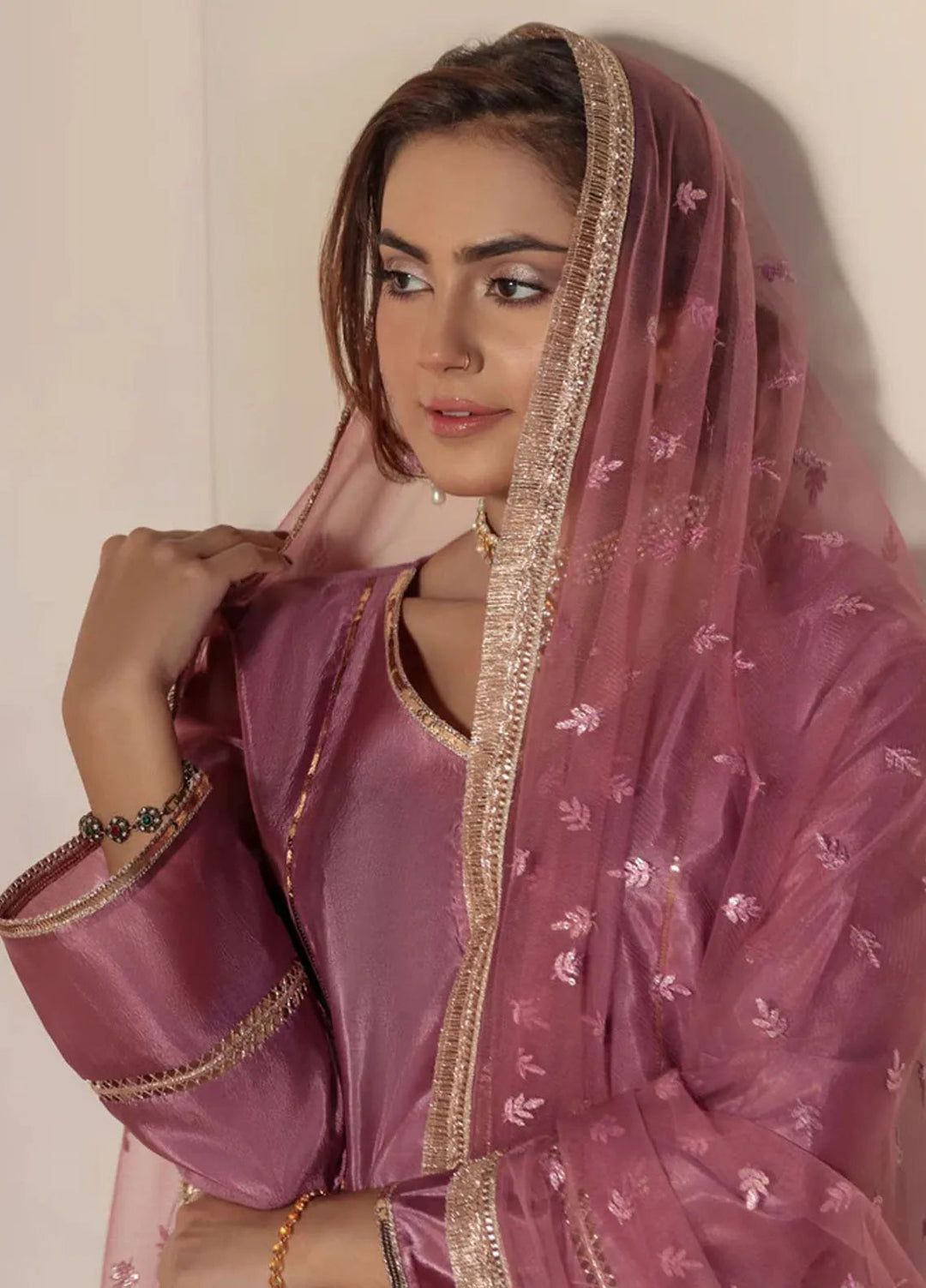 Haniya Mahnoor Pret Embroidered Katan Silk 3 Piece Ghazal