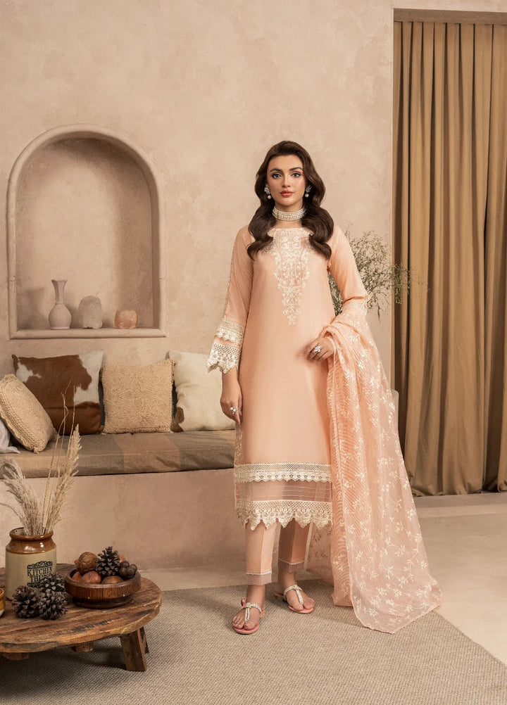 Haniya Mahnoor Pret Embroidered Lawn 3 Piece Suit Blush