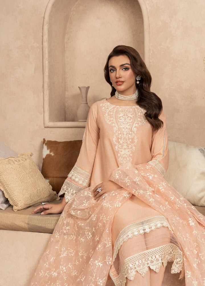 Haniya Mahnoor Pret Embroidered Lawn 3 Piece Suit Blush