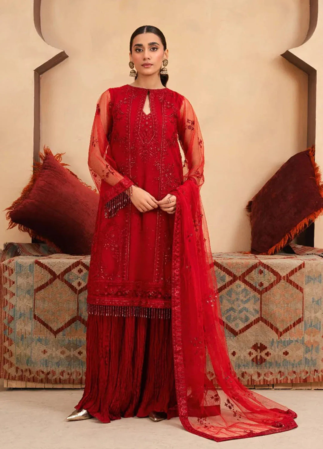 Haniya Mahnoor Pret Embroidered Net 3 Piece Haniya