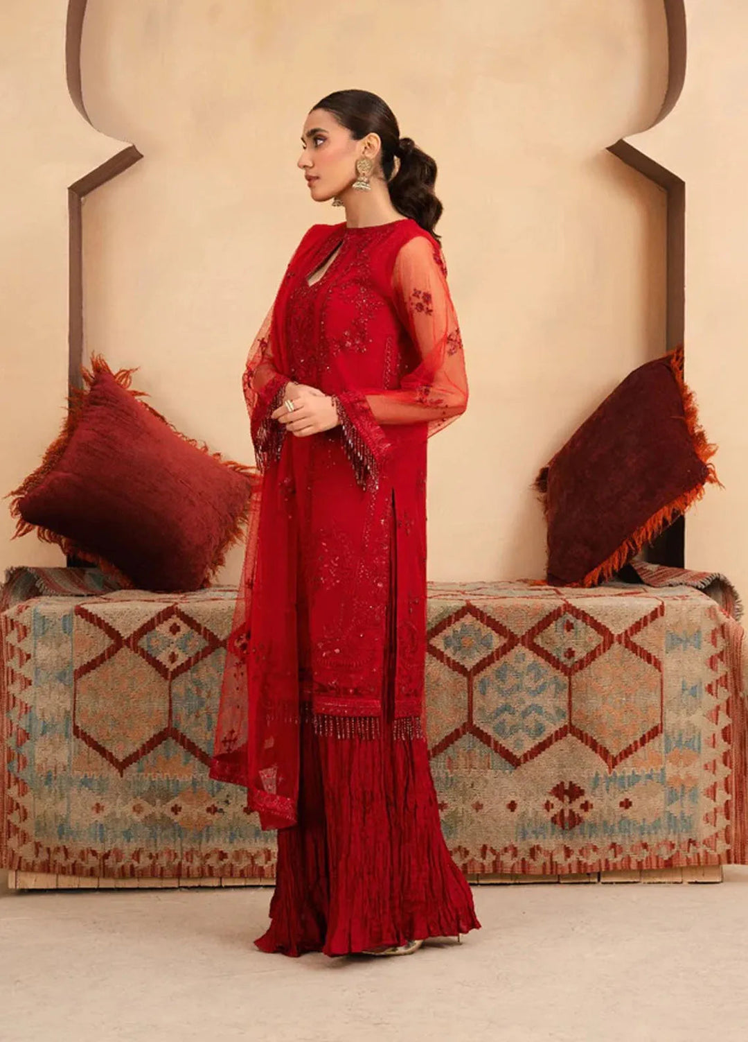 Haniya Mahnoor Pret Embroidered Net 3 Piece Haniya