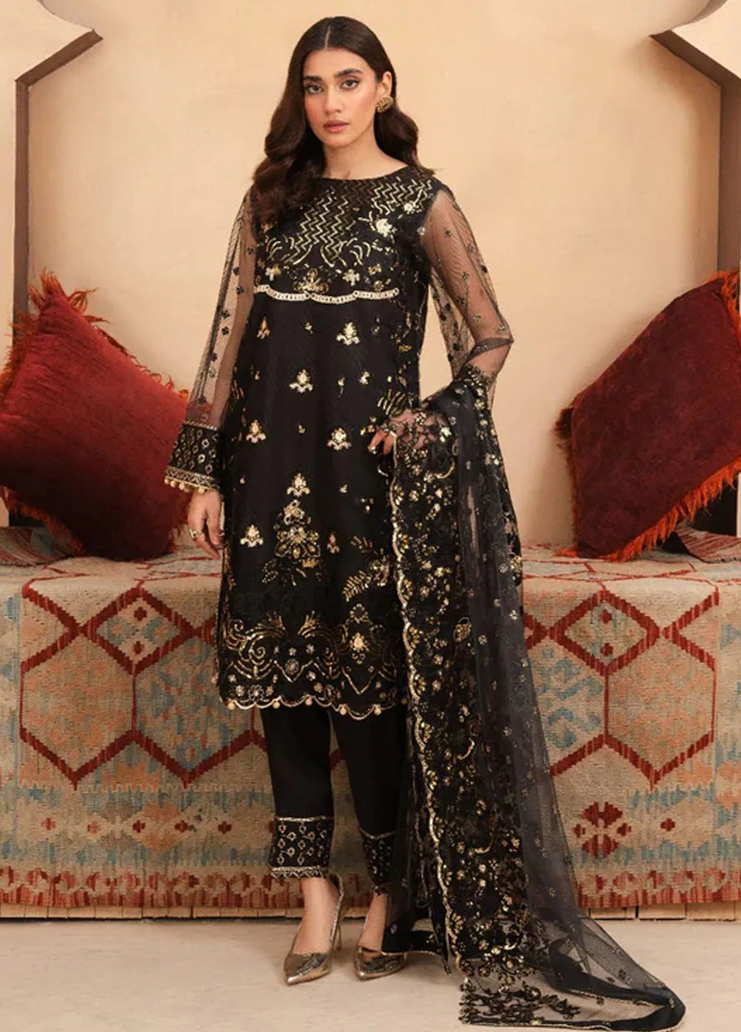 Haniya Mahnoor Pret Embroidered Net 3 Piece Iman