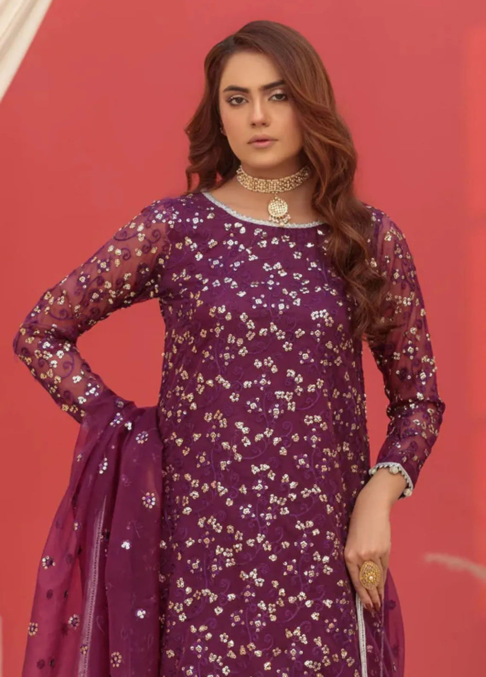 Haniya Mahnoor Pret Embroidered Organza 3 Piece Amber