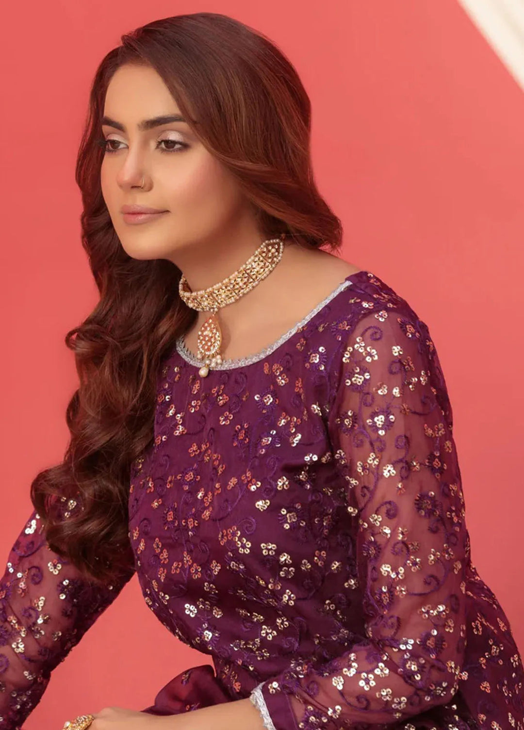 Haniya Mahnoor Pret Embroidered Organza 3 Piece Amber