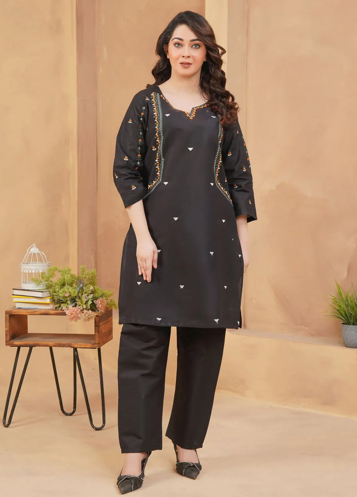 Hareem Fatima Pret Cotton 2 Piece Suit Black Grace Embroidered Dress