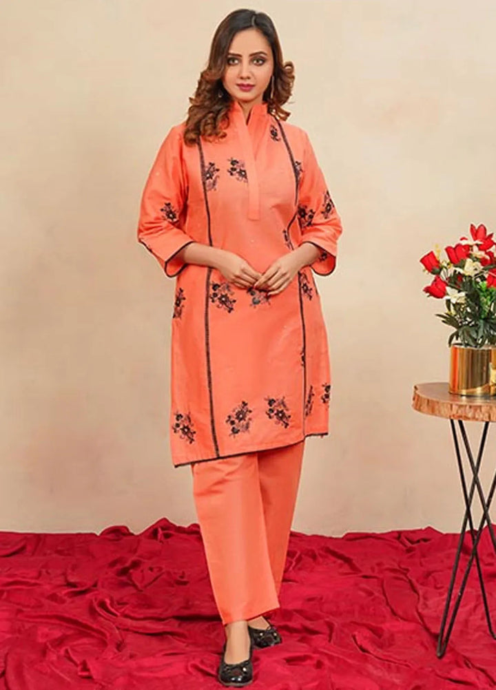 Hareem Fatima Pret Embroidered Cotton 2 Piece Suit Peach Blossom