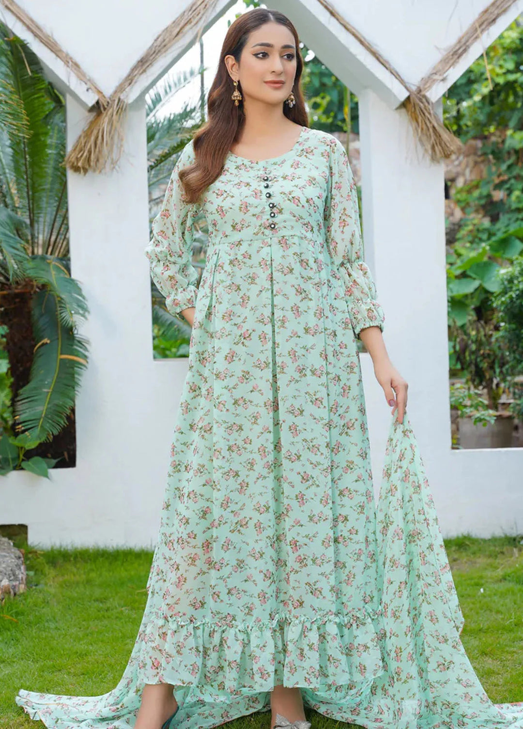 Hareem Fatima Pret Printed Chiffon 2 Piece Adorable Floral Maxi