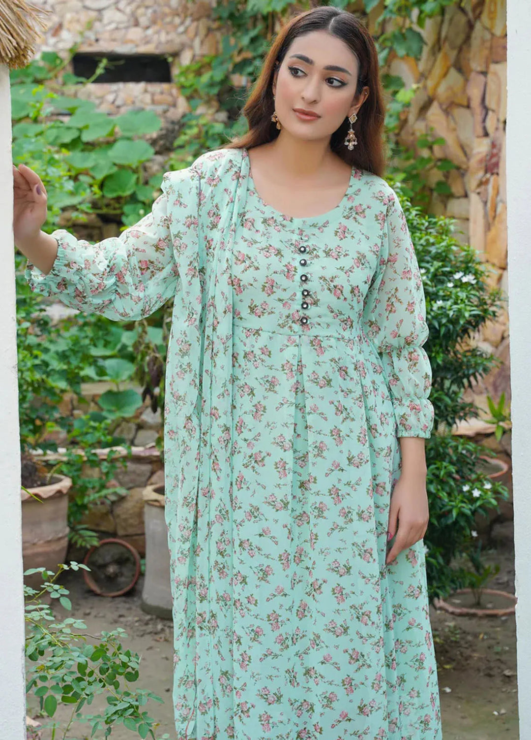Hareem Fatima Pret Printed Chiffon 2 Piece Adorable Floral Maxi