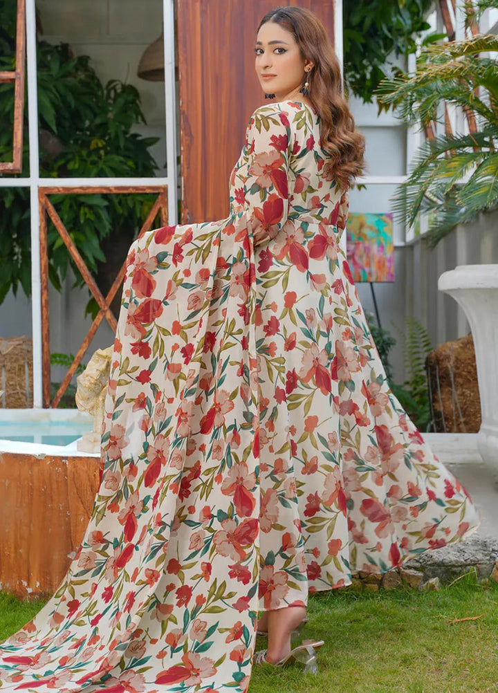 Hareem Fatima Pret Printed Chiffon 2 Piece White Dreams Maxi