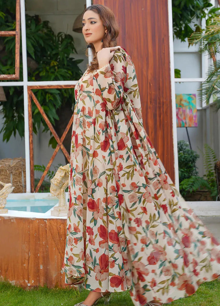 Hareem Fatima Pret Printed Chiffon 2 Piece White Dreams Maxi