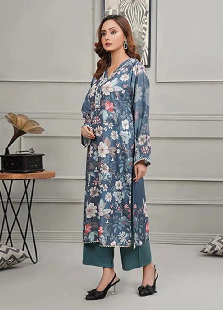 Hareem Fatima Pret Printed Lawn 2 Piece Suit Azure Petals
