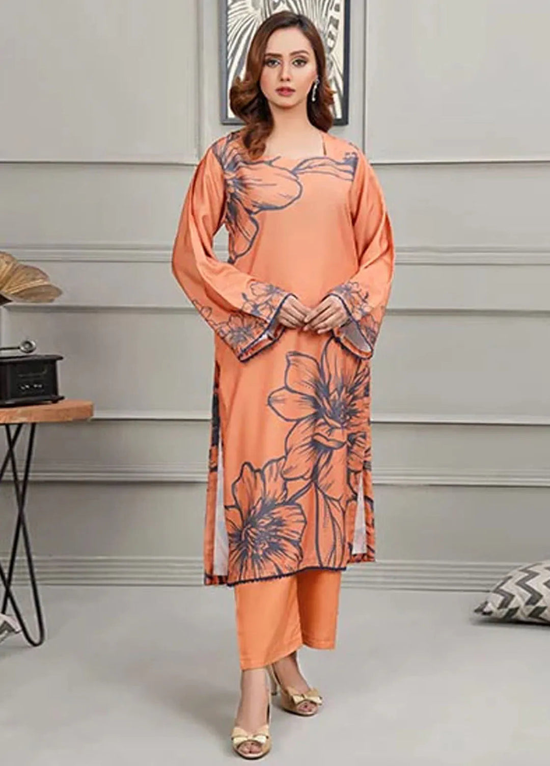 Hareem Fatima Pret Printed Lawn 2 Piece Suit Bronze Majesty