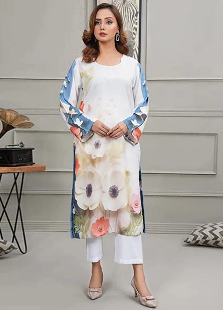 Hareem Fatima Pret Printed Lawn 2 Piece Suit Flora and Stripes