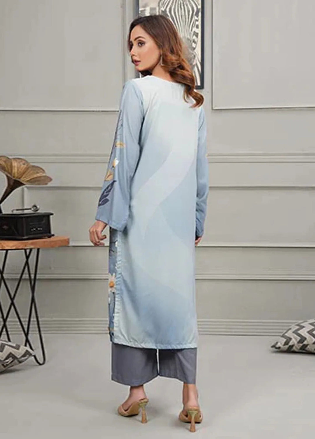 Hareem Fatima Pret Printed Lawn 2 Piece Suit Grey Serenity